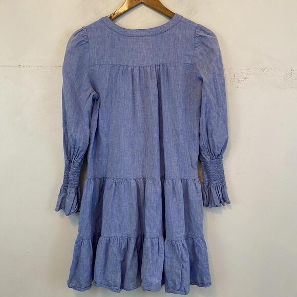 POMANDER PLACE Kenzo blue chambray long sleeve tiered dress - Picture 6 of 6